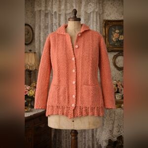 Vintage 1970s Handmade Wool-Blend Cardigan Sweater
